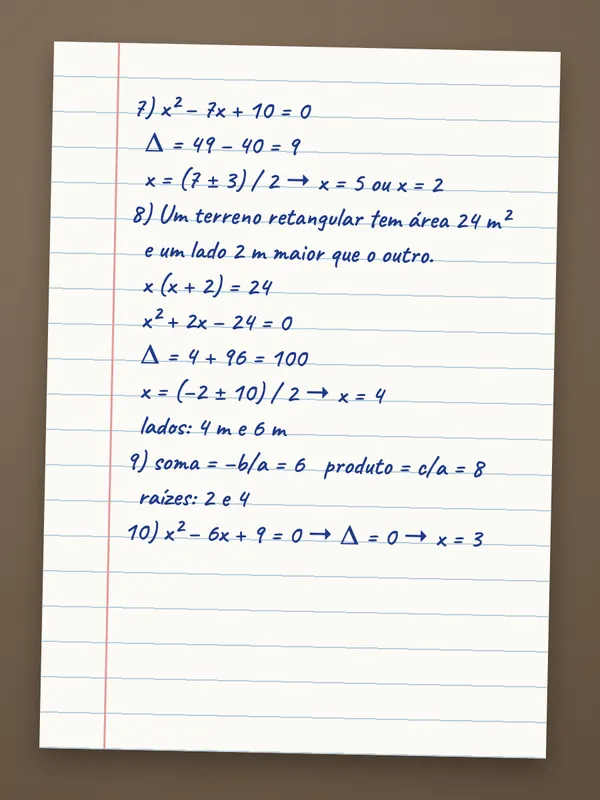 Segunda foto do caderno, com a resolução